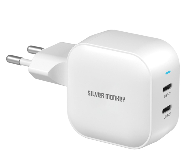 Silver Monkey Ładowarka GaN Smart Duo 48W PD Biała - 1417245 - zdjęcie